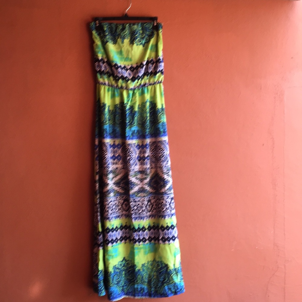 Strapless Printed Maxi Dress